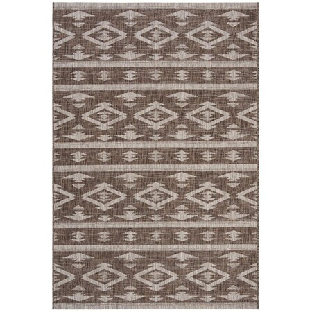 Safavieh 8 x 11 ft. Courtyard Rectangle Power Loomed Area RugBrown & Ivory CY8863-36321-8